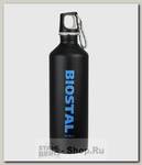 Бутылка для воды Biostal Fler NS-750-BK, 0.75 литра, пробка с карабином, черная