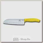 Кухонный нож Сантоку Victorinox 6.8526.17L8B, рифленое лезвие 17 см, желтый
