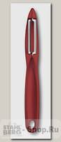 Кухонный нож-овощечистка Victorinox 7.6075.1, красная, двойное зазубренное лезвие