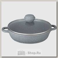 Сотейник BEKKER Silver Marble BK-3803, 32 см, со стеклянной крышкой