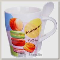 Кружка с ложкой Loraine Macarons 28476 340 мл, керамика