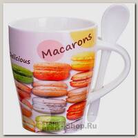 Кружка с ложкой Loraine Macarons 28475 340 мл, керамика