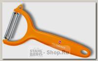 Кухонный нож-овощечистка Victorinox 7.6079.9, двустороннее зубчатое лезвие, оранжевая рукоять