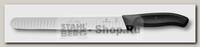 Кухонный нож для нарезки ломтиками Victorinox SwissClassic 6.8223.25, широкое рифлёное лезвие 25 см, чёрный