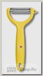 Кухонный нож-овощечистка Victorinox 7.6079.8, двустороннее зубчатое лезвие, желтая рукоять