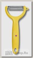 Кухонный нож-овощечистка Victorinox 7.6079.8, двустороннее зубчатое лезвие, желтая рукоять