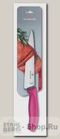Разделочный кухонный нож Victorinox SwissClassic 6.8006.19L5B, лезвие 19 см, розовый